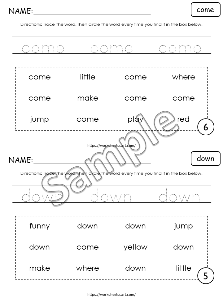 Sight Words Printable, Kindergarten Sight Words Worksheets, Preschool Sight Word Practice Dolch Pre Primer Flashcards, Ist Grade, Homeschool, WWF365