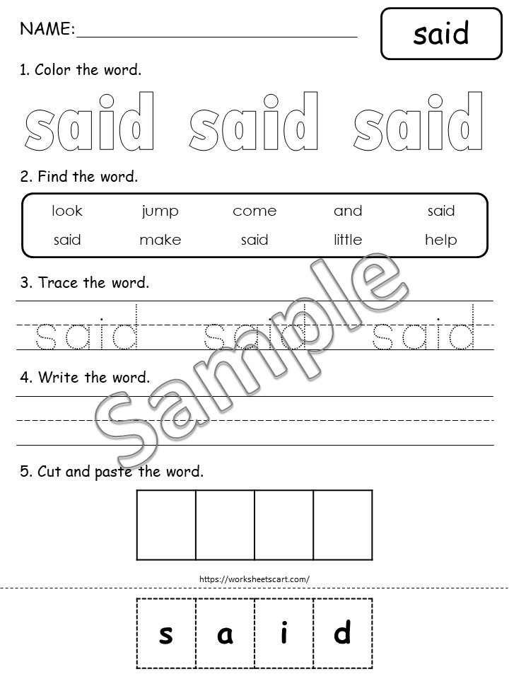 Sight Words Printable, Kindergarten Sight Words Worksheets, Preschool Sight Word Practice Dolch Pre Primer Flashcards, Ist Grade, Homeschool, WWF365