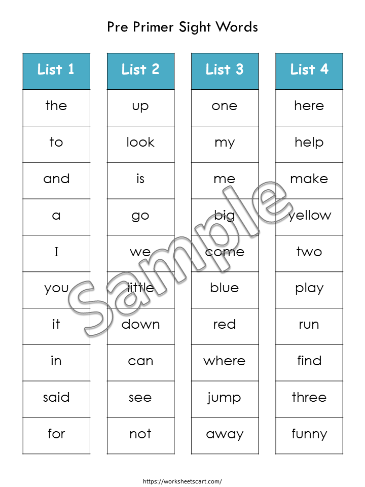 Sight Words Printable, Kindergarten Sight Words Worksheets, Preschool Sight Word Practice Dolch Pre Primer Flashcards, Ist Grade, Homeschool, WWF365