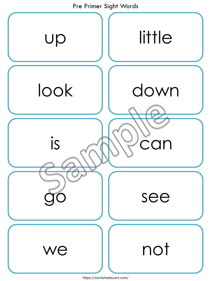 Sight Words Printable, Kindergarten Sight Words Worksheets, Preschool Sight Word Practice Dolch Pre Primer Flashcards, Ist Grade, Homeschool, WWF365