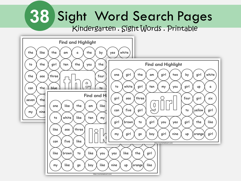 Sight Words - Worksheets - Printable - Kindergarten Phonics - Activities - Dab It Worksheets – Preschool - Reading - Instant Download, WWF368