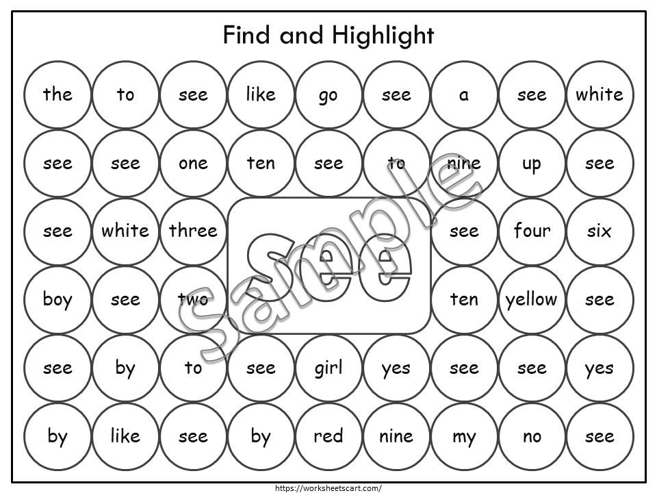 Sight Words - Worksheets - Printable - Kindergarten Phonics - Activities - Dab It Worksheets – Preschool - Reading - Instant Download, WWF368