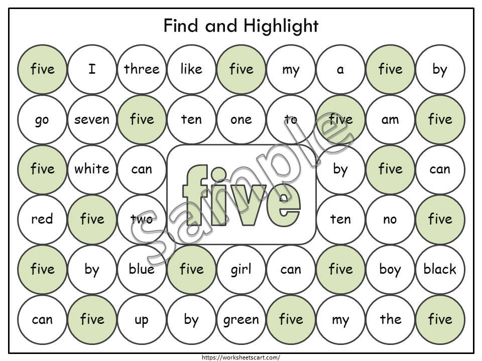 Sight Word Search Worksheets – Dab & Color Sight Word Practice Printables, WWF368