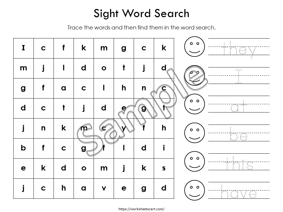 Sight Words Worksheets, Fry First 100 Sight Word Printable, Word Search for Kids, Learn to Read, Kindergarten Phonic Book, Spelling, Grade 1, WWF369