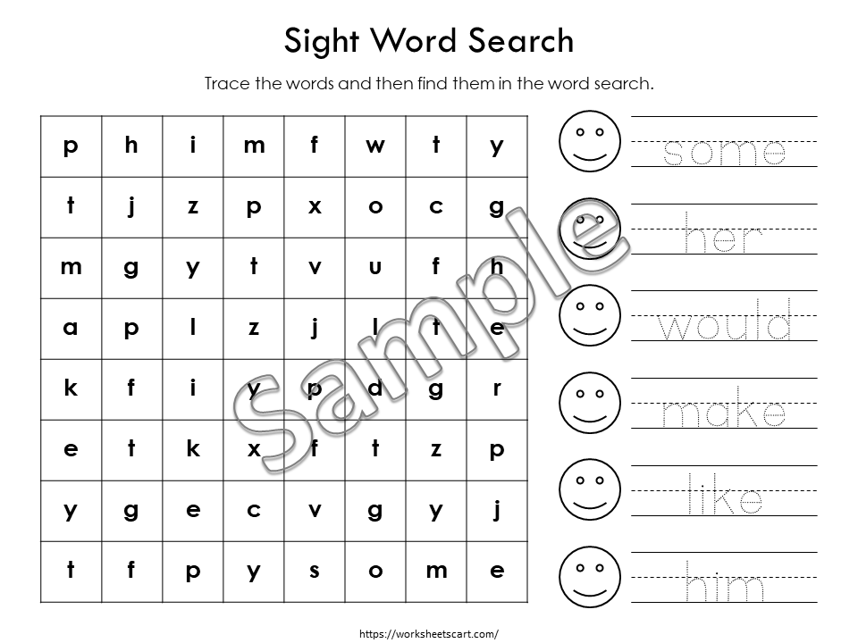 Sight Words Worksheets, Fry First 100 Sight Word Printable, Word Search for Kids, Learn to Read, Kindergarten Phonic Book, Spelling, Grade 1, WWF369
