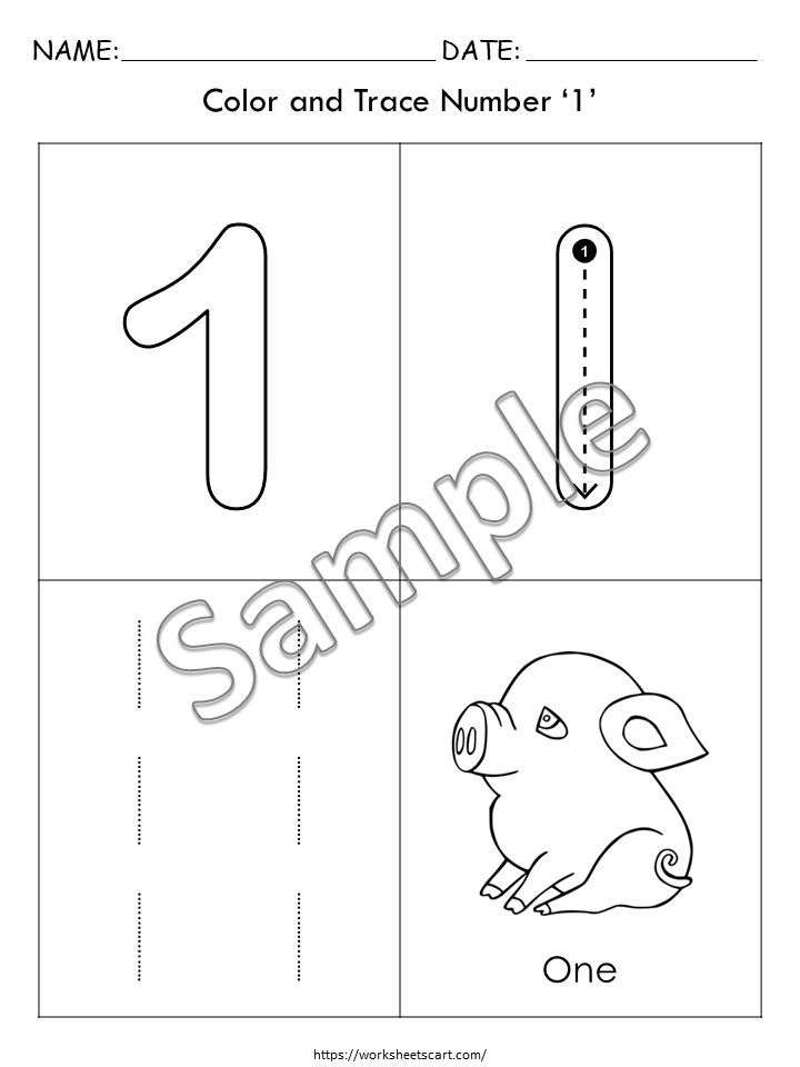 10 Number Tracing Worksheets for Preschool, Math Workbook, Learning Numbers, Counting, Kindergarten, Handwriting Practice PDF, WWF371