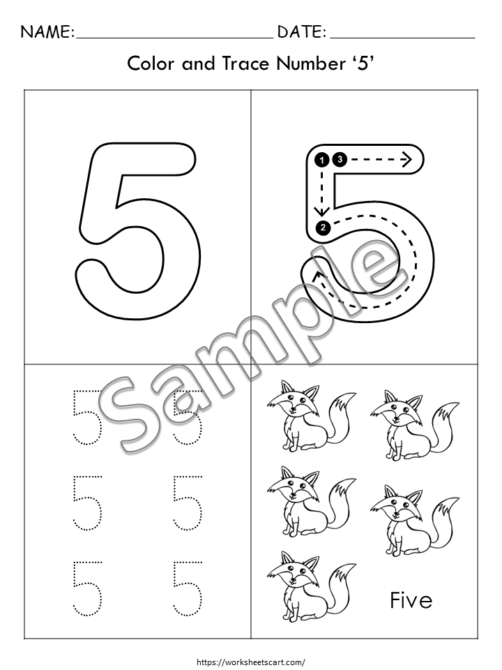 10 Number Tracing Worksheets for Preschool, Math Workbook, Learning Numbers, Counting, Kindergarten, Handwriting Practice PDF, WWF371