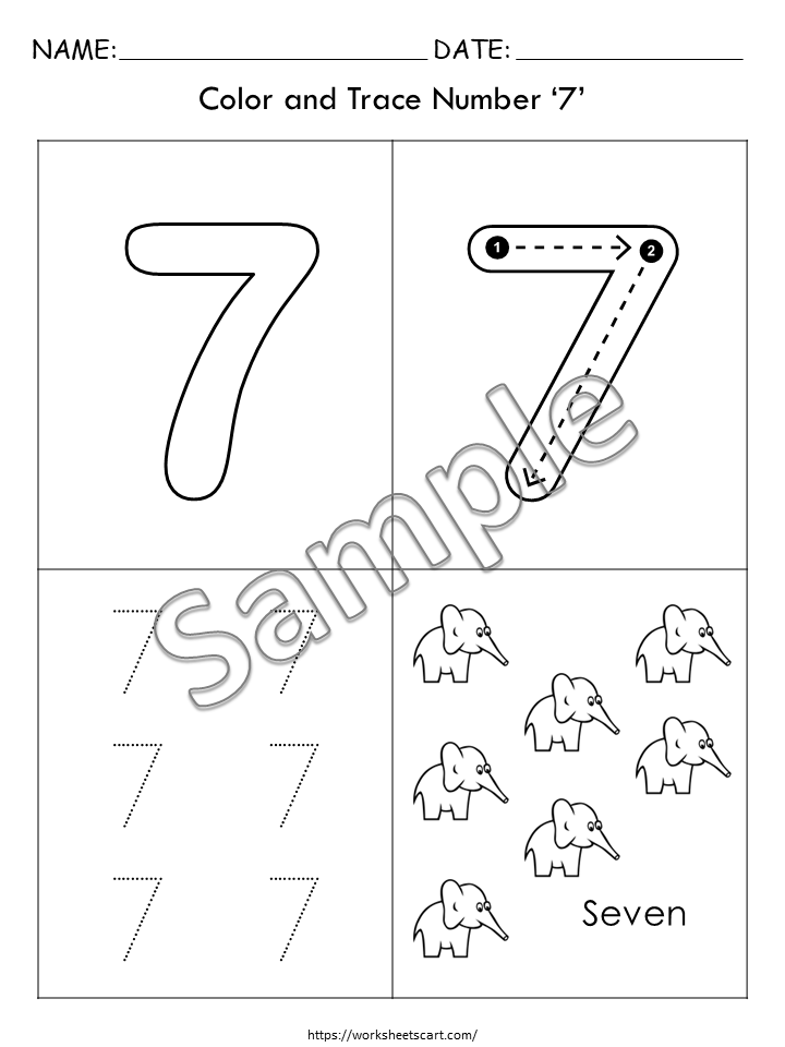 10 Number Tracing Worksheets for Preschool, Math Workbook, Learning Numbers, Counting, Kindergarten, Handwriting Practice PDF, WWF371