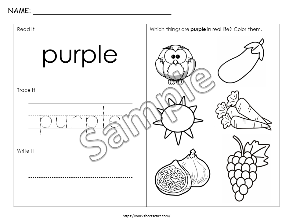 Preschool Color of the Day Printable, Pre-K Curriculum Worksheets, Toddler Tracing Activities, Learning Colors, Montessori Kids Resource, WWF375
