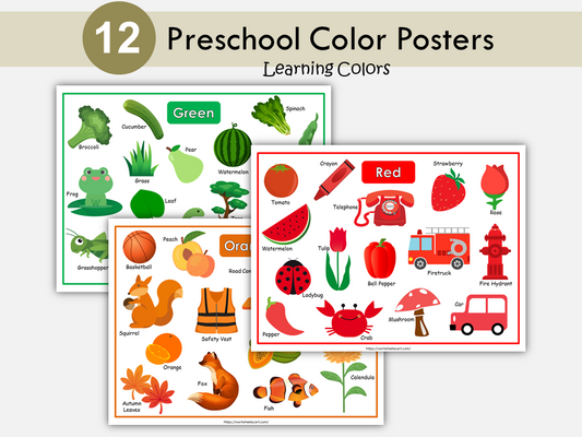 Color Poster Printable for Kids | Preschool Color Chart with Color Words and Pictures | Classroom Wall Decor | Homeschool Learning, WWF376
