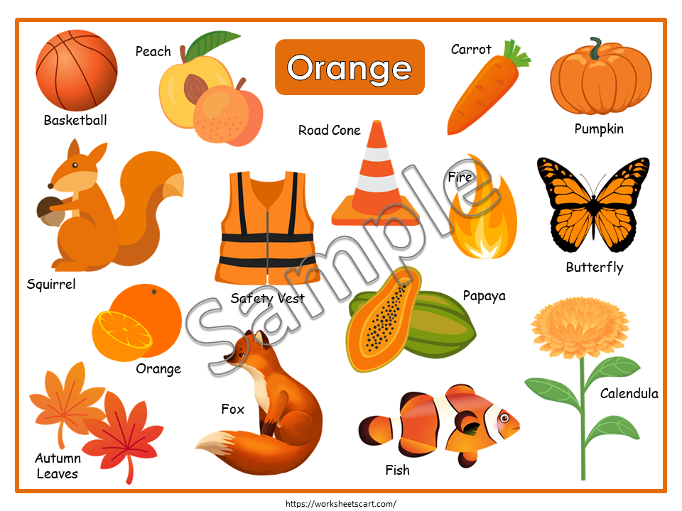 Color Poster Printable for Kids | Preschool Color Chart with Color Words and Pictures | Classroom Wall Decor | Homeschool Learning, WWF376