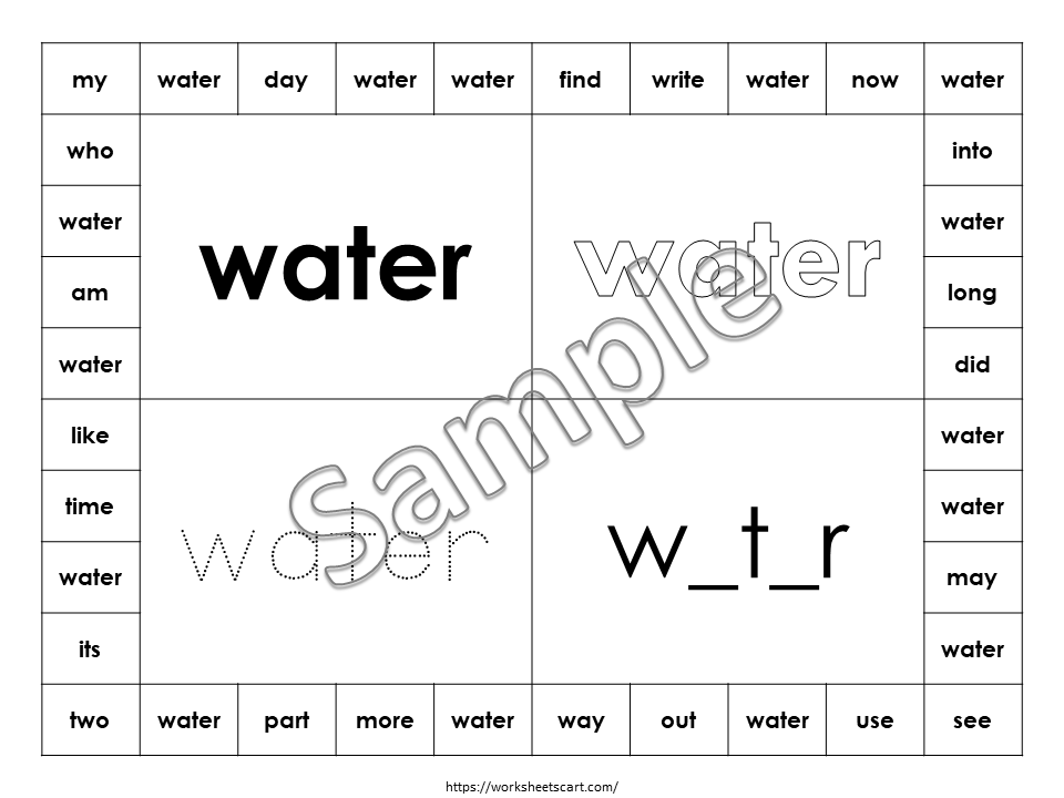 100 Printable Fry's First Hundred Sight Words Worksheets, Kindergarten-1st Grade Word Search Worksheets, Reading, Writing, Spelling Activity, WWF378