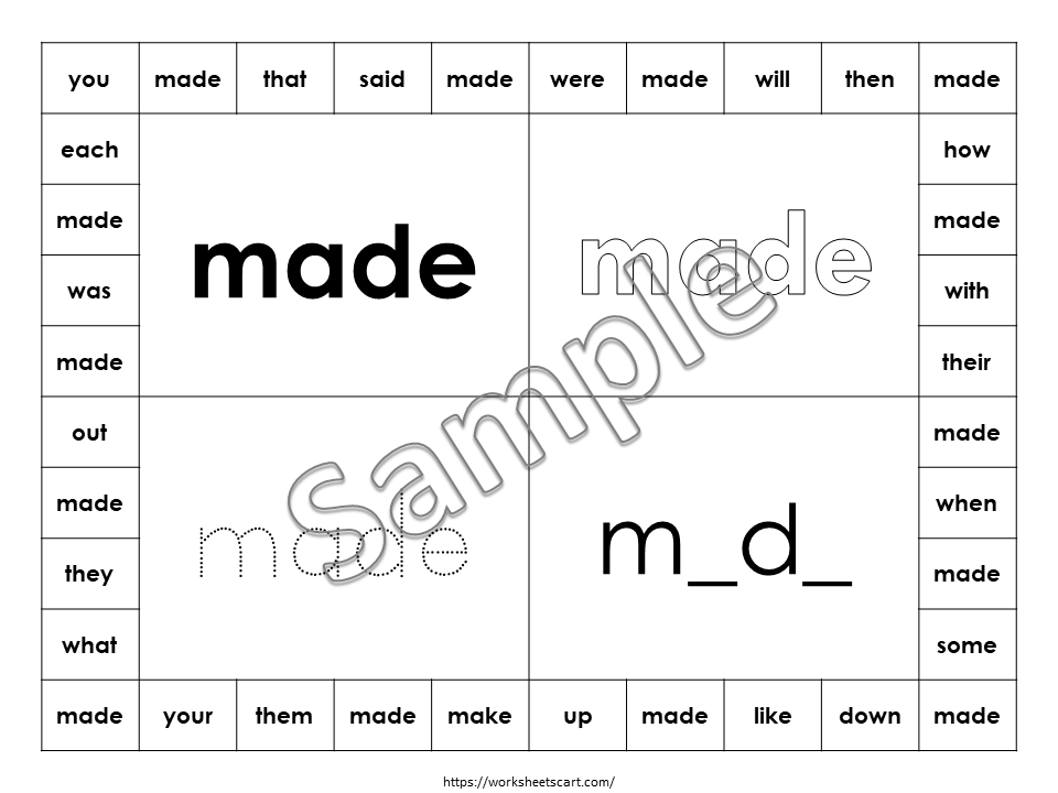 100 Printable Fry's First Hundred Sight Words Worksheets, Kindergarten-1st Grade Word Search Worksheets, Reading, Writing, Spelling Activity, WWF378