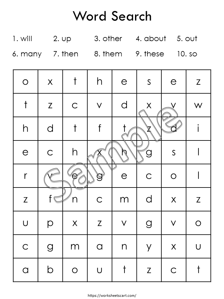 100 Printable Sight Words Bundle, Kindergarten Sight Word Worksheets, Preschool Activity Pages, Sight Word Practice, Handwriting & Spelling, WWF379