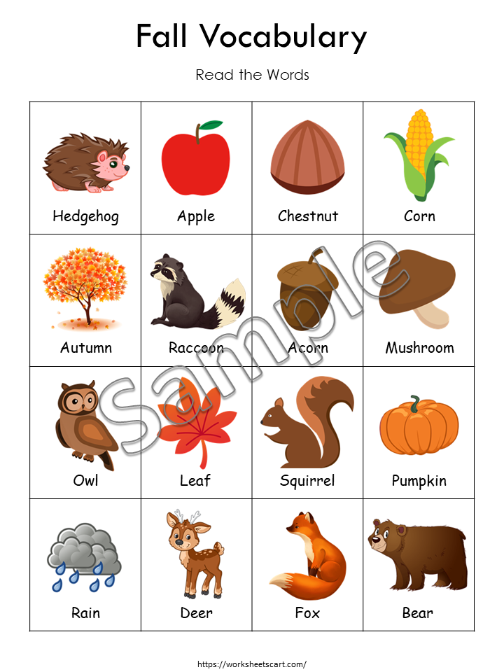 Autumn Activities, Autumn Activity Book, Preschool Worksheets Printable, Fall Busy Book, Fall Words, Coloring Pages, Alphabet, Number, WWF380