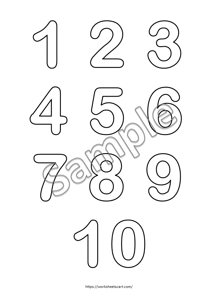 Number Coloring Pages (1-20) Printable Preschool, Number Worksheets, Introduction to Number Activity, Kindergarten Homeschool Activity, WWF389