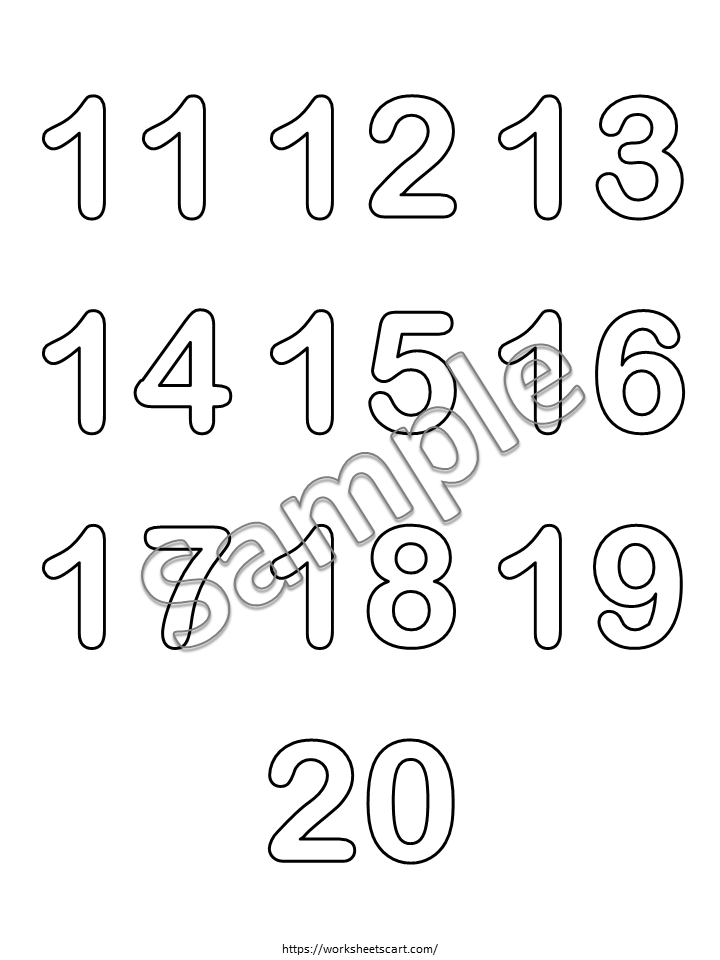 Printable Number Coloring Pages 1–20 | Preschool & Kindergarten Number Worksheets, WWF389
