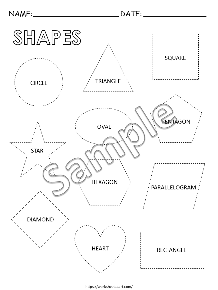 Preschool Shapes Tracing, Basic 2D Shapes, Shape Tracing Worksheets, Learning Shape Printable for Kids, Homeschool Resource, Kindergarten, WWF391