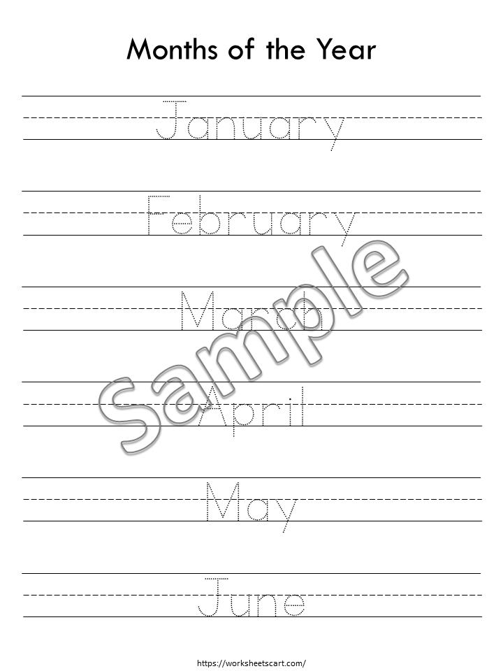 Months of the Year Tracing, Months of the Year Worksheets, Months of the Year Printable, Kindergarten, Montessori, Preschool, Homeschool, WWF394