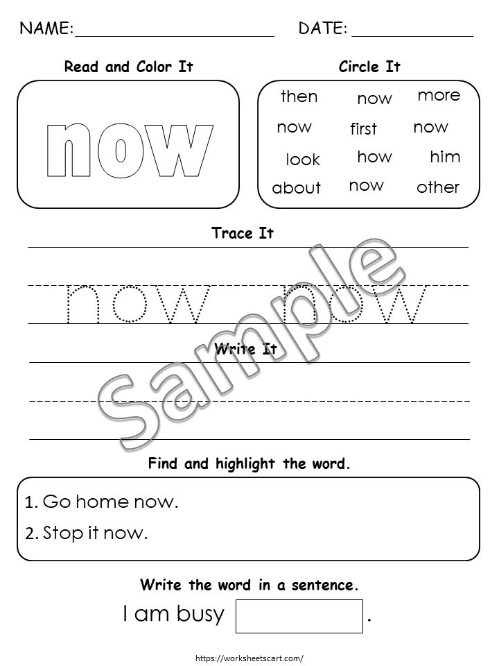 60 Printable Sight Words Bundle, Kindergarten Sight Word Worksheets, Preschool Activity Pages, Sight Word Practice, Handwriting and Spelling, WWF395