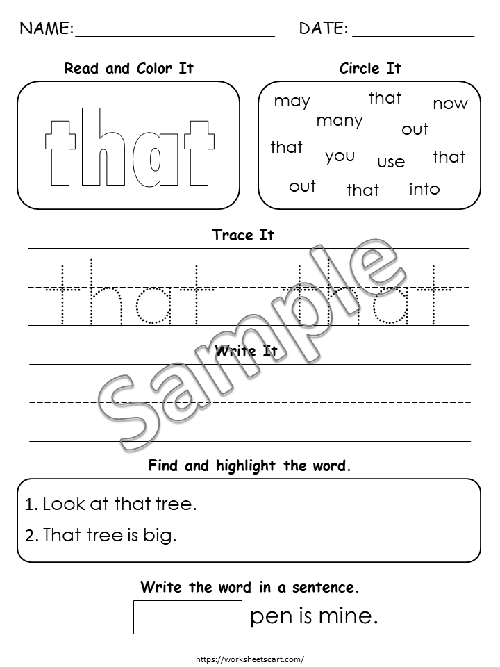 60 Printable Sight Words Bundle, Kindergarten Sight Word Worksheets, Preschool Activity Pages, Sight Word Practice, Handwriting and Spelling, WWF395