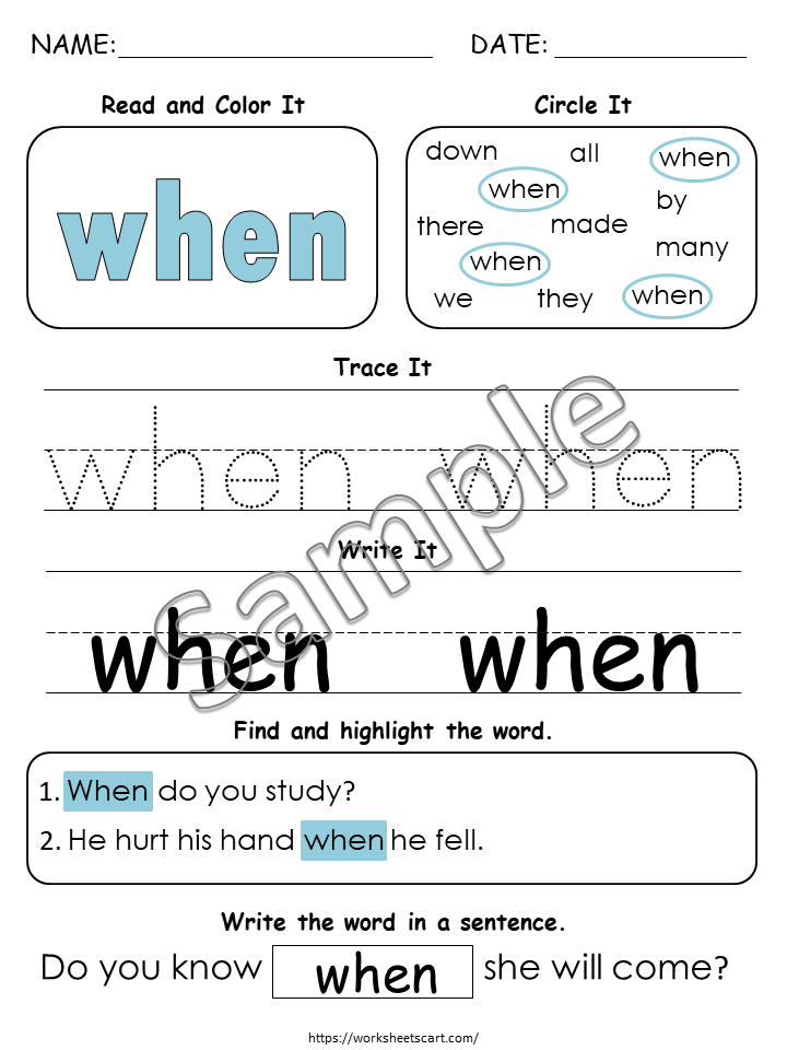 60 Printable Sight Words Bundle, Kindergarten Sight Word Worksheets, Preschool Activity Pages, Sight Word Practice, Handwriting and Spelling, WWF395
