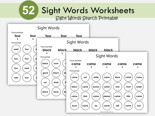 Dolch Primer Sight Words Find and Dab Worksheets | Read and Dab Activity | Dot Marker Literacy Center Printable | Kindergarten Reading, WWF397