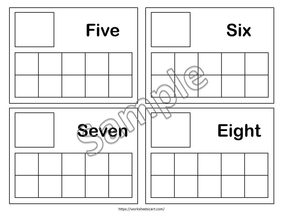 Ten Frame Cards, Numbers 1-10, Preschool Printables, Number Sense, Toddler Count and Number Match Activity, Kindergarten Math, WWF406