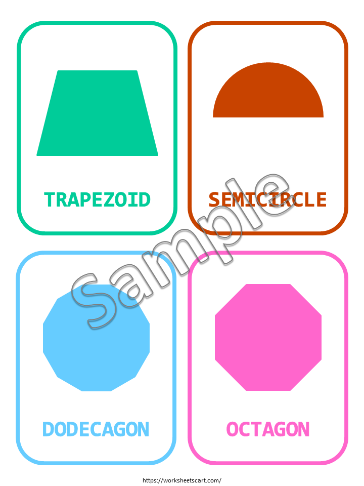 20 Basic Shapes Flashcards Printable for Preschool – Colorful Shape Cards for Pre K & Kindergarten Math Activities, WWF413