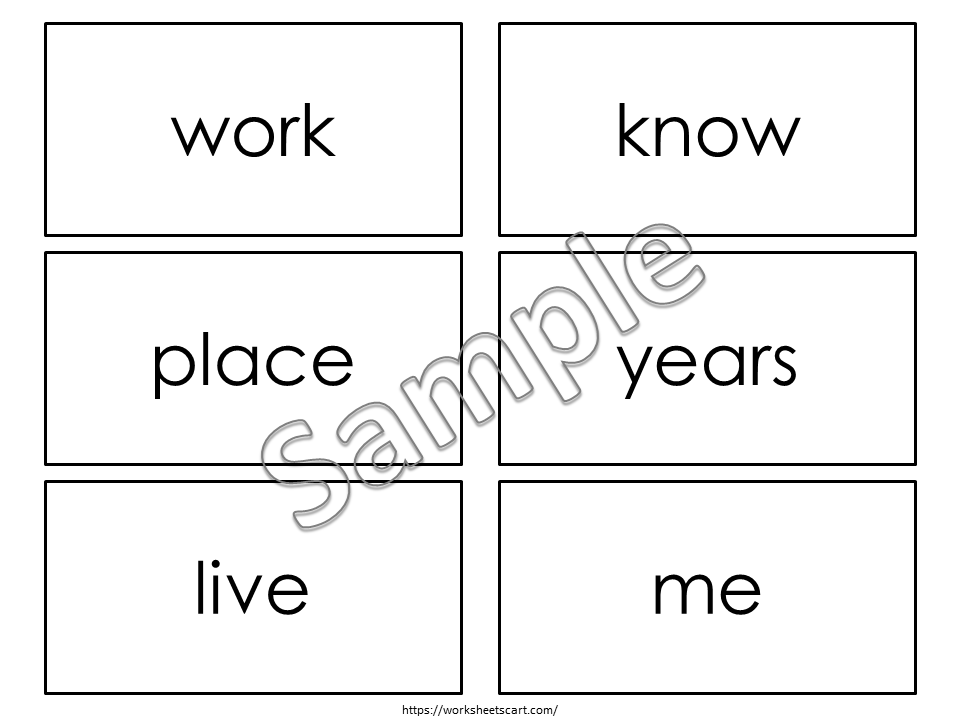 Fry Second Hundred Flashcards Printable | High Frequency Sight Words | 200 Cards Black White & Color | 6 Per Page PDF, WWF417