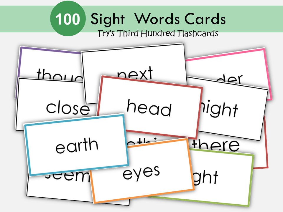 100 Printable Fry's Third Hundred Sight Word Flashcards, Grade 2, Grade 3, Sight Words, High Frequency Words, Tricky Words, WWF418