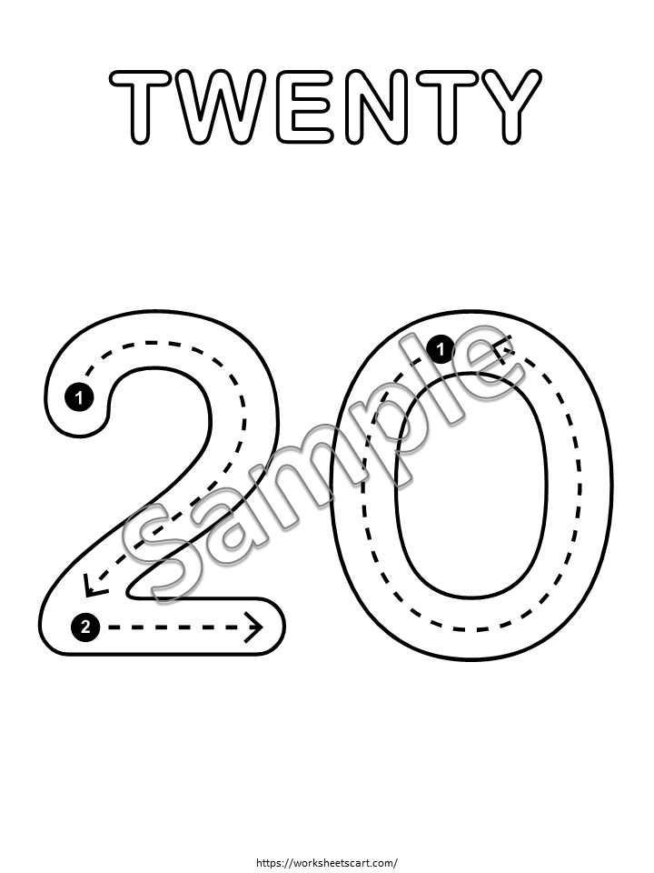 Number Tracing Worksheets 0–20 Printable | Preschool & Kindergarten Math Practice PDF, WWF420