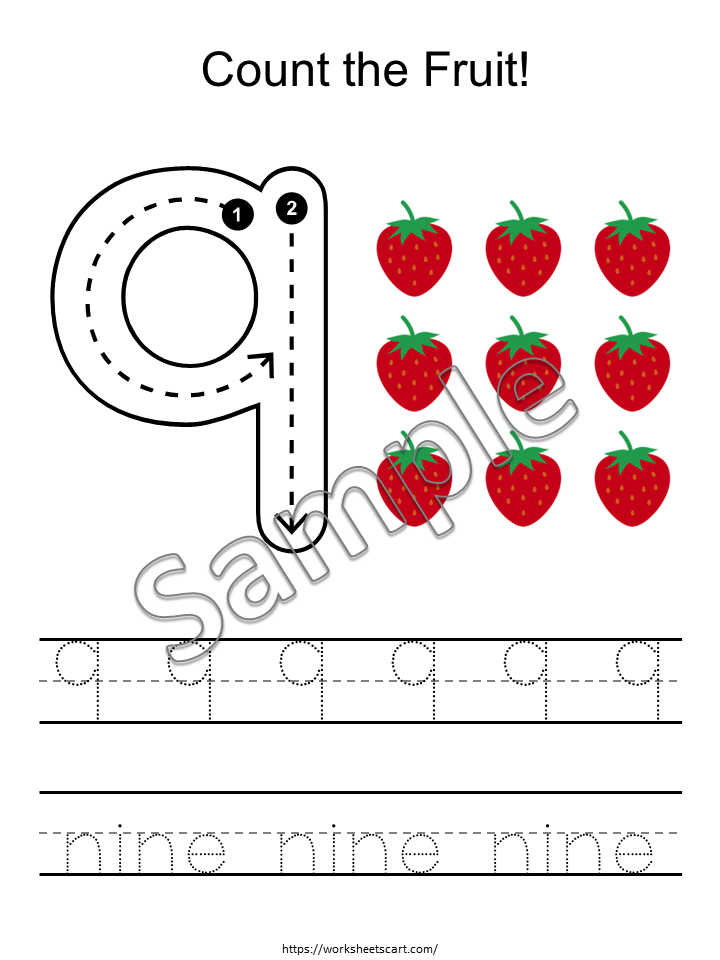 PPrintable Number Worksheets 1-10 for Preschool and Kindergarten | Trace, Count, and Recognize Numbers, WWF421