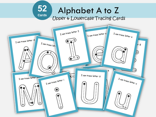 Printable Letter Tracing Cards | Uppercase and Lowercase Alphabet | 4 Cards Per Page | Handwriting Practice for Preschool and Kindergarten, WWF425