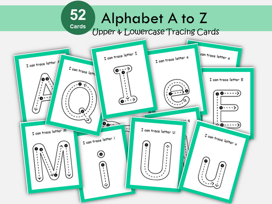Printable Letter Tracing Cards | Uppercase and Lowercase Alphabet | 4 Cards Per Page | Handwriting Practice for Preschool and Kindergarten, WWF426