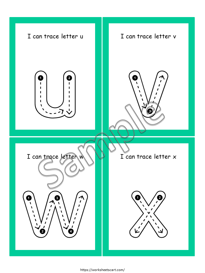 Printable Letter Tracing Cards | Uppercase and Lowercase Alphabet | 4 Cards Per Page | Handwriting Practice for Preschool and Kindergarten, WWF426