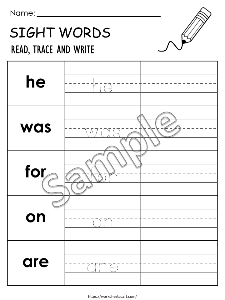 Read Trace and Write Fry Sight Words Worksheets | 5 Words Per Page | Sight Word Practice Printable for Kindergarten & First Grade | PDF, WWF430