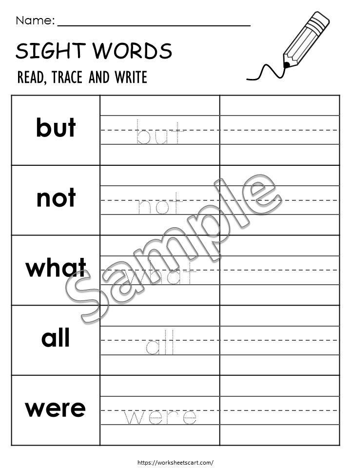 Read Trace and Write Fry Sight Words Worksheets | 5 Words Per Page | Sight Word Practice Printable for Kindergarten & First Grade | PDF, WWF430