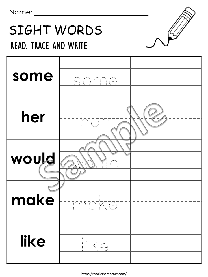 Read Trace and Write Fry Sight Words Worksheets | 5 Words Per Page | Sight Word Practice Printable for Kindergarten & First Grade | PDF, WWF430
