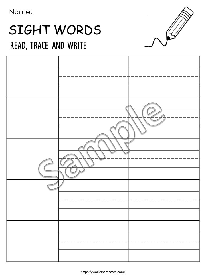 Fry Sight Words Read Trace Write Worksheets | Printable Literacy Practice, WWF430