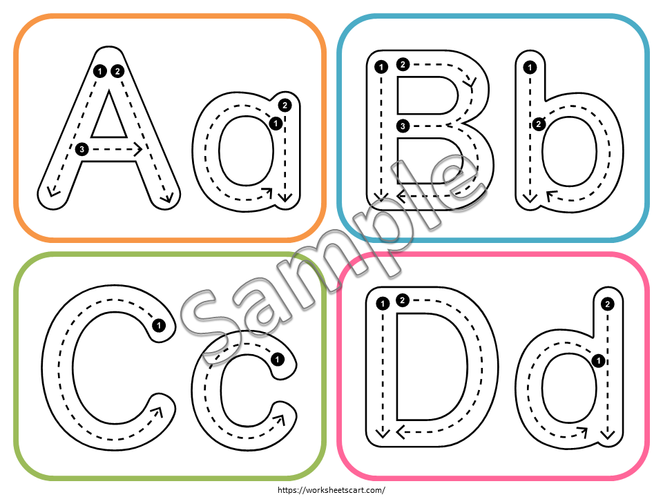 Alphabet Tracing Cards Printable – Uppercase & Lowercase Letter Tracing Cards for Preschool, Kindergarten ABC Handwriting Practice, WWF433
