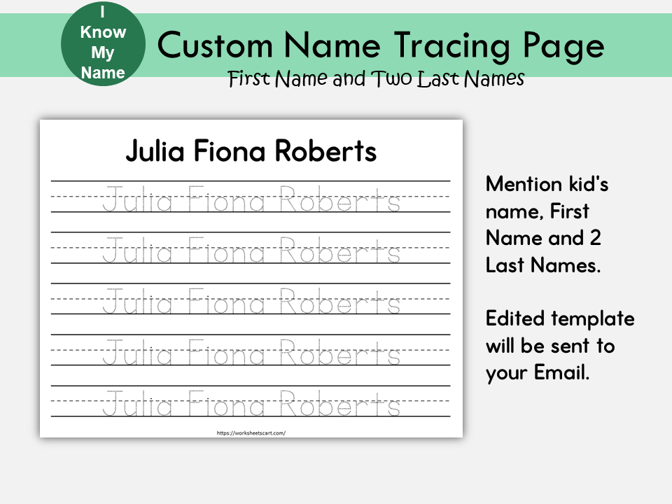 Custom Name Tracing Sheet Handwriting Practice Personalized Name Trace Handwriting Worksheet Printable Handwriting Page Kids Name Writing, WWF435