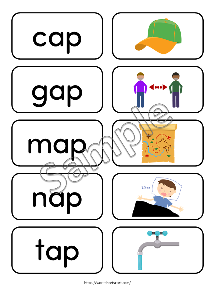 CVC Flashcards, CVC Words for Kids, Phonics Cards, CVC Word Family, Objects, Short Vowels, Kindergarten Reading Activity, First Grade, WWF437