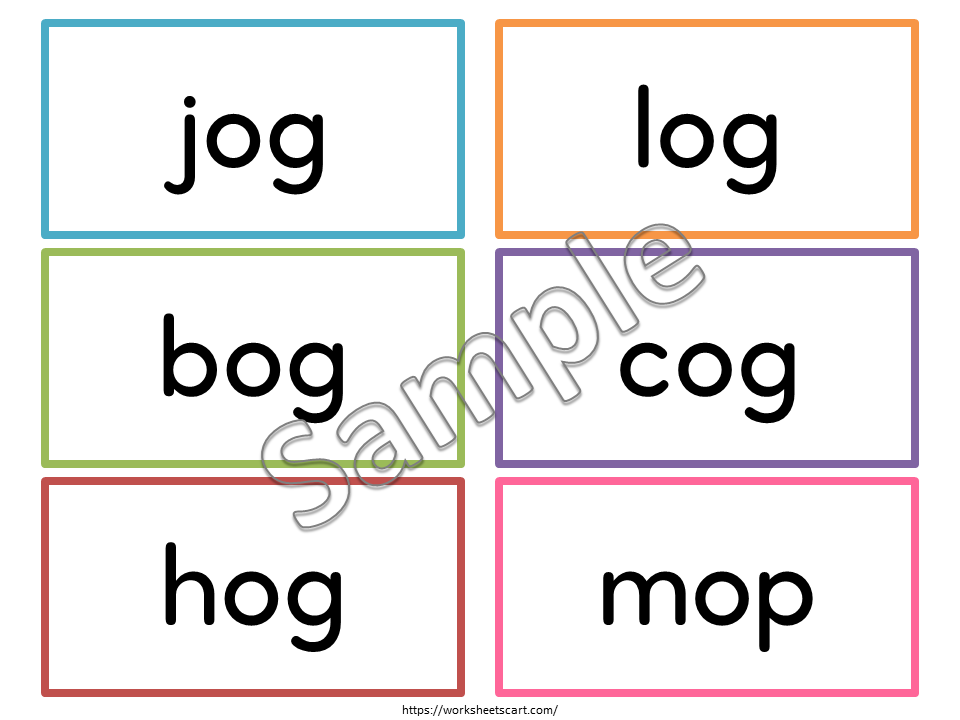 176 CVC Words Flashcards Printable – Short Vowel Phonics Reading Practice, WWF438