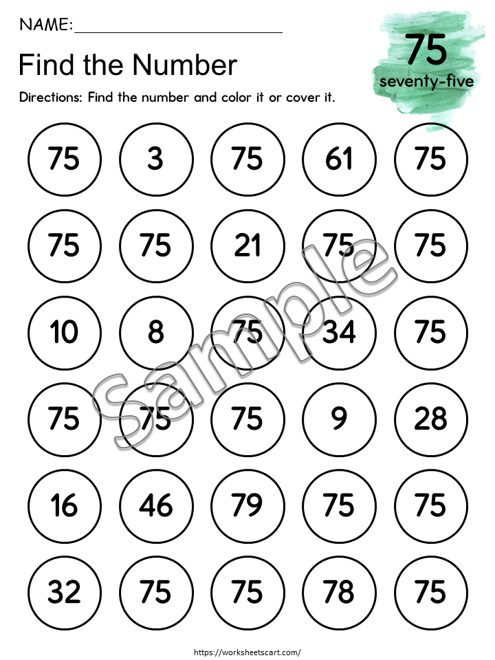 Find & Color Target Numbers Worksheets 0–100 | Number Recognition Math Printable for Kindergarten & Preschool, WWF440