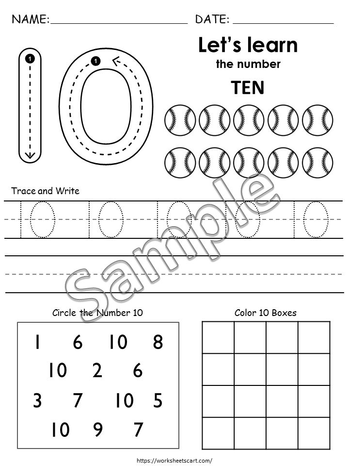 1-10 Number Tracing, Preschool Worksheet Printable, Handwriting Practice, Kindergarten Worksheets, Learning Numbers, Instant Download, WWF443