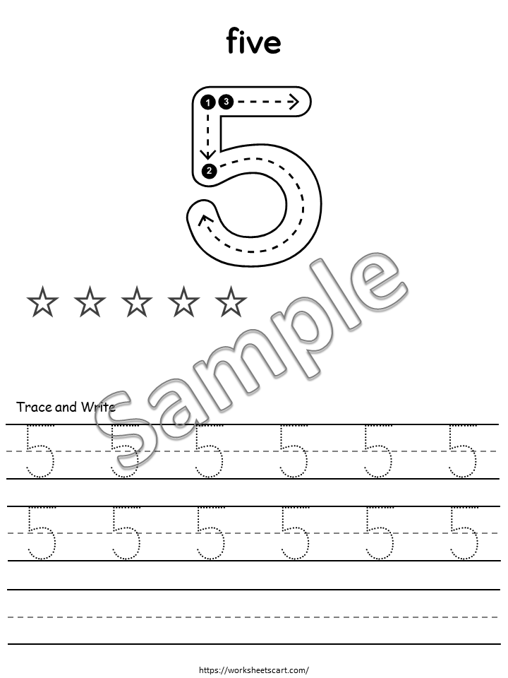 30 Number Tracing Worksheets Printable | Numbers 1-30 with Number Words, Star Coloring & Writing Practice for Kids | Preschool, Kindergarten, WWF444
