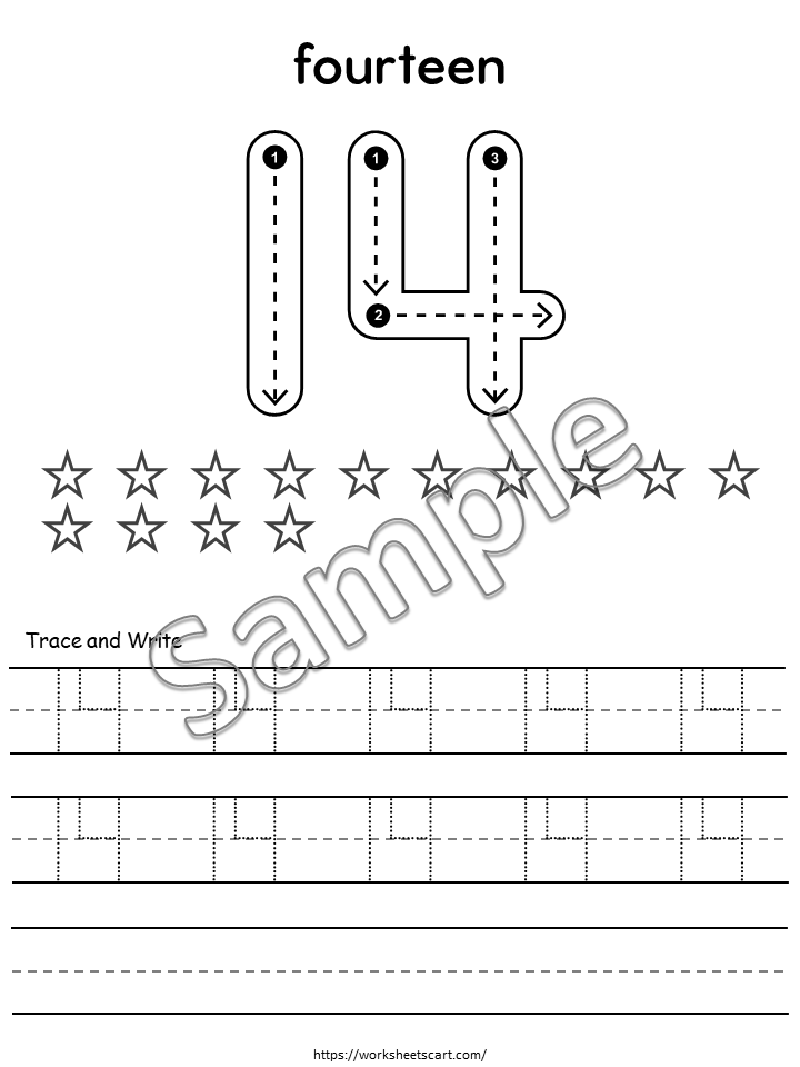30 Number Tracing Worksheets Printable | Numbers 1-30 with Number Words, Star Coloring & Writing Practice for Kids | Preschool, Kindergarten, WWF444