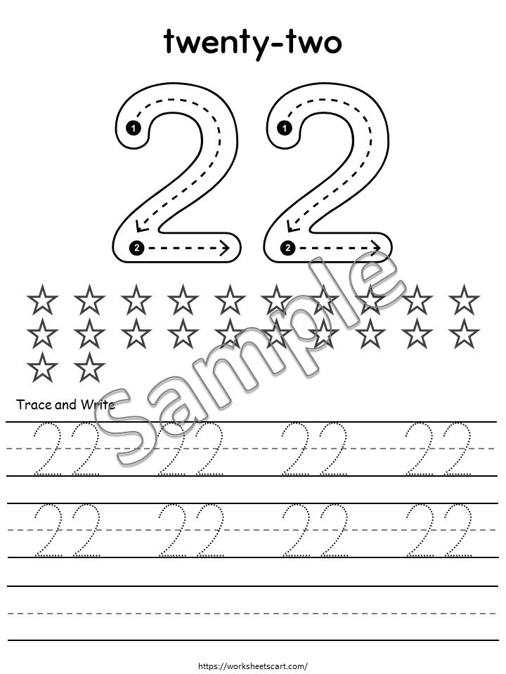 30 Number Tracing Worksheets Printable | Numbers 1-30 with Number Words, Star Coloring & Writing Practice for Kids | Preschool, Kindergarten, WWF444