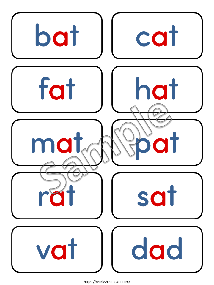 Phonics, CVC Word Flashcards, Consonant Vowel Consonant, Spelling & Reading Phonics Printable, Blend CVC Words, Kindergarten, Educational, WWF448